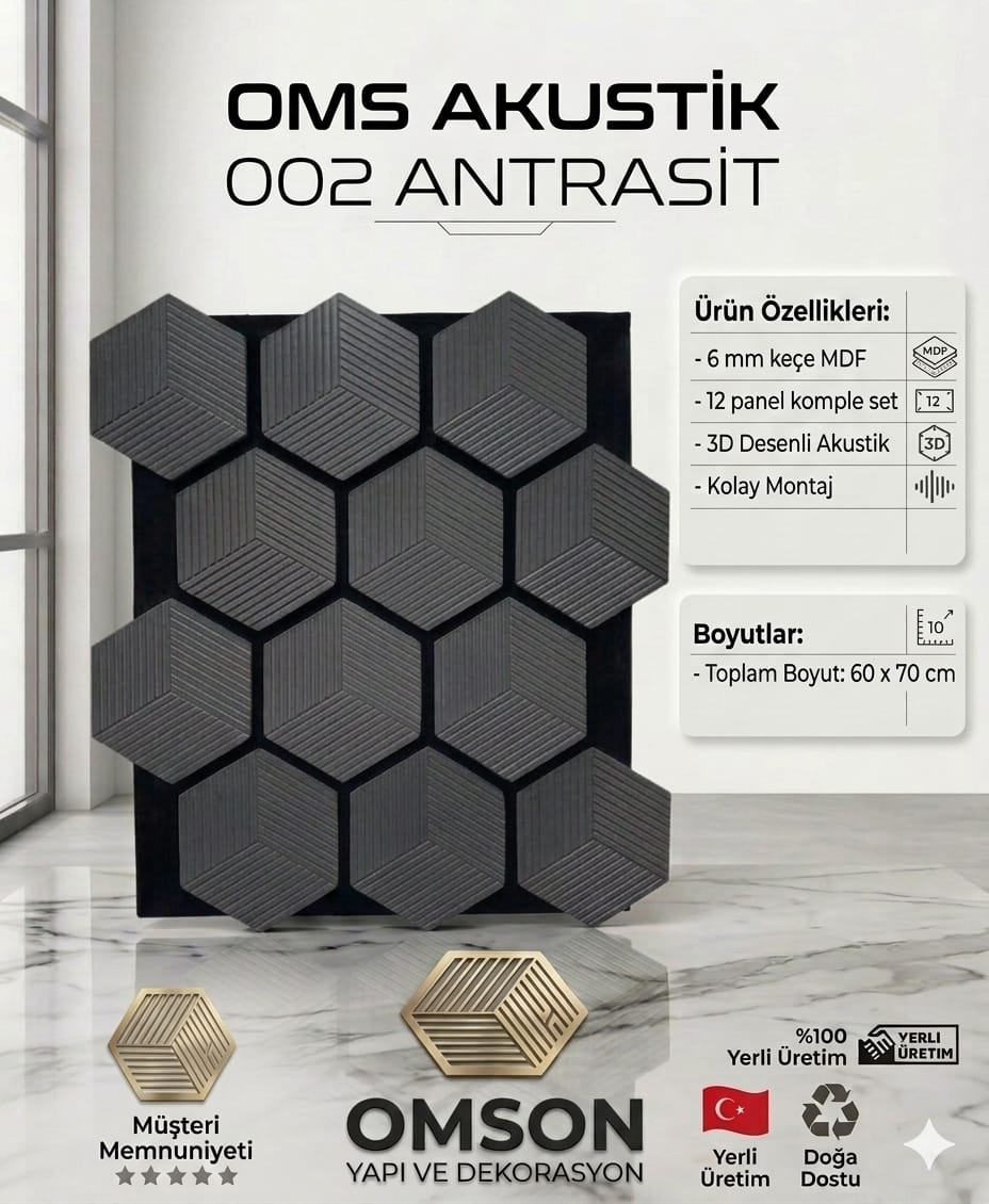 OMS Akustik 3D Panel Set 002 Antrasit