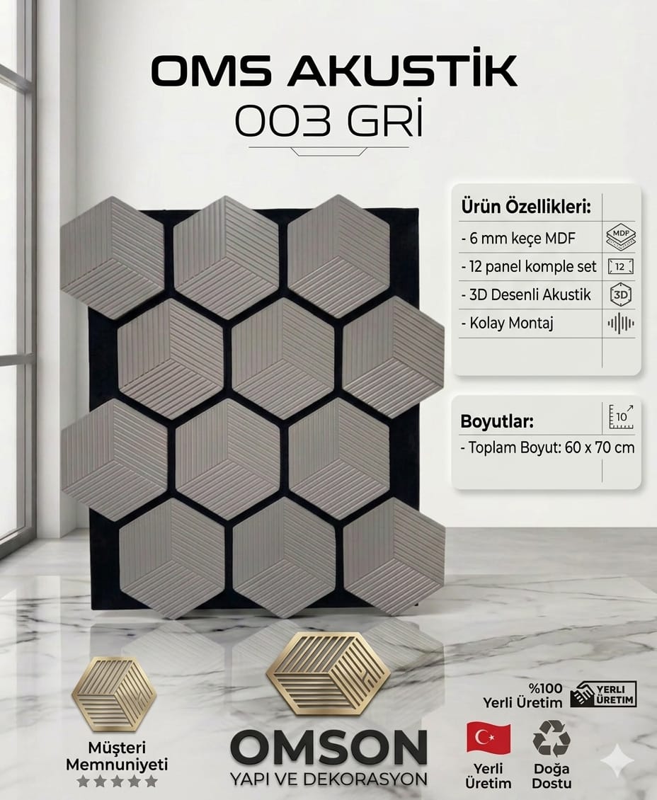 OMS Akustik 3D Panel Set 003 Gri