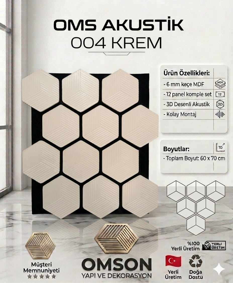 OMS Akustik 3D Panel Set 004 Krem